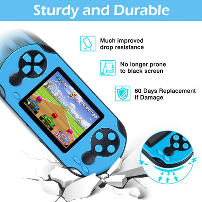 16 Bit Handheld Game Console for Kids Adults, 3.0'' Large Screen Preloaded 230 HD Classic Retro Video Games with USB Rechargeable Battery & 3 Game Cartridges for Birthday Gift for Kids 4-12