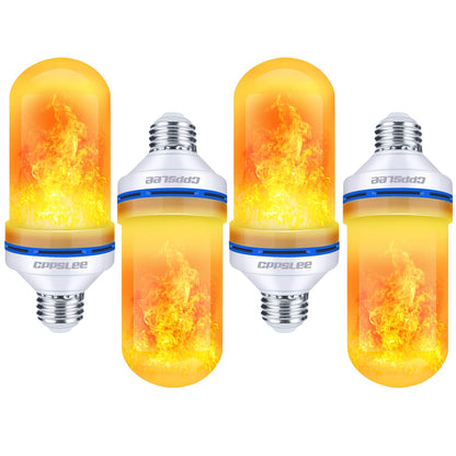 CPPSLEE LED Flame Light Bulbs, 4 Modes Flickering Light Bulbs, E26 Base Fire Flame Bulb, Halloween, Christmas Party Porch Outdoor and Indoor Home Decorations(Yellow, 2 Pack)