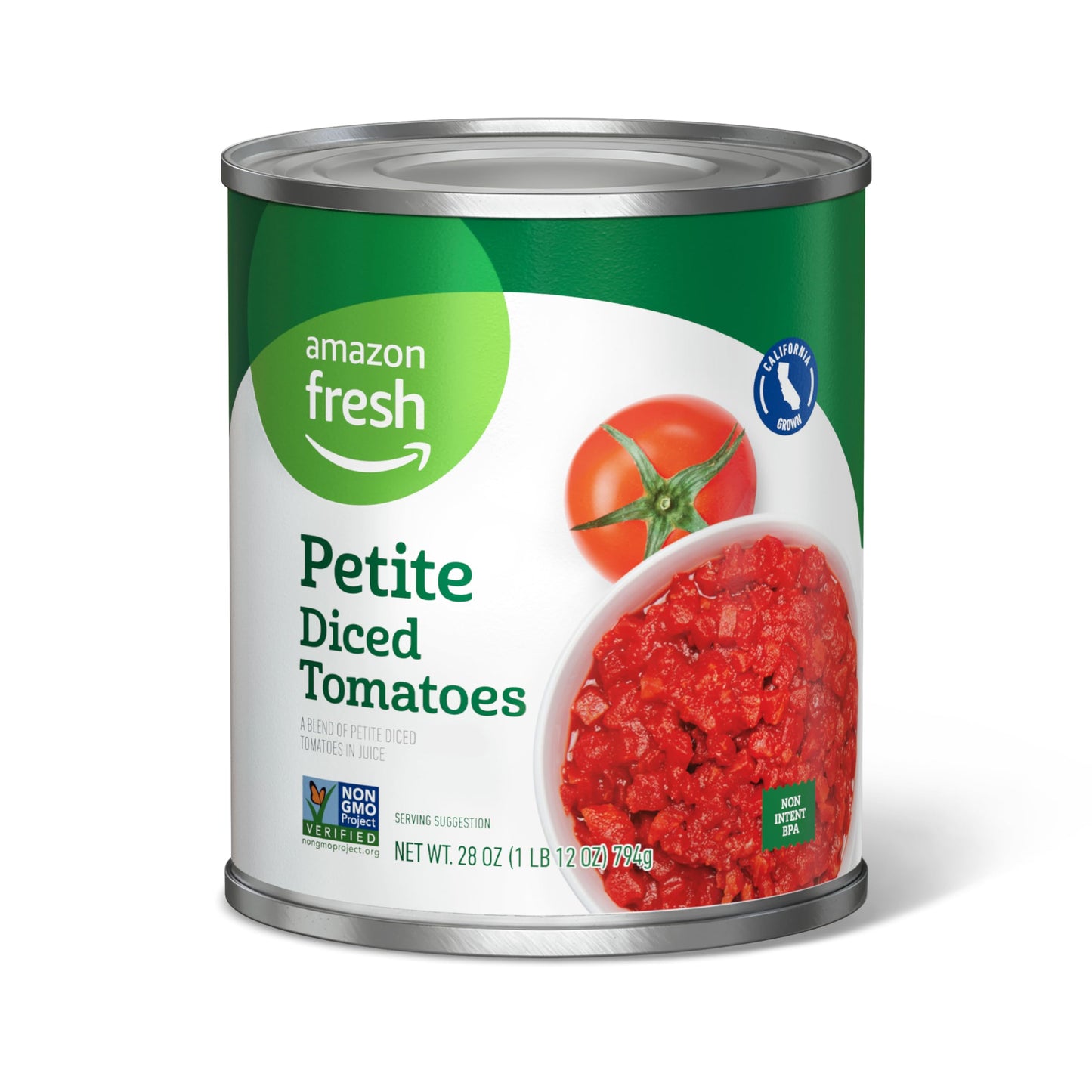 Amazon Fresh, Petite Diced Canned Tomatoes, 14.5 Oz (Previously Happy Belly, Packaging May Vary)