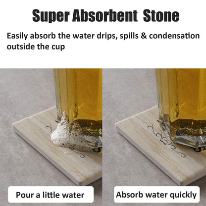 Coasters for Drinks, Funny Drink Coasters Absorbent with Holder 6 Pcs Absorbing Stone Funny Coaster Gift Set Housewarming Gift New Home Apartment Kitchen House Decor Gift for Women Men