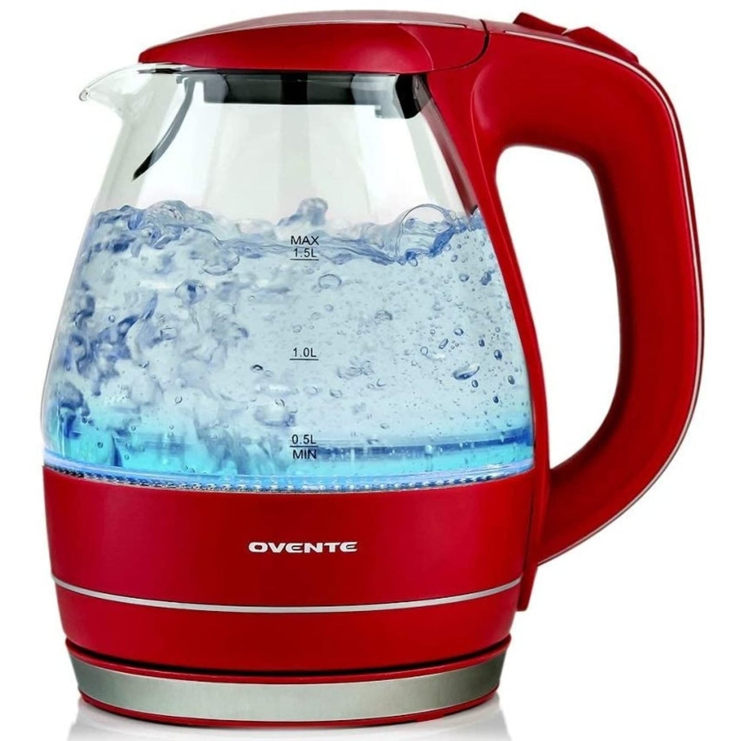 OVENTE Glass Electric Kettle Hot Water Boiler 1.5 Liter Borosilicate Glass Fast Boiling Countertop Heater - BPA Free Auto Shut Off Instant Water Heater Kettle for Coffee & Tea Maker - Black KG83B