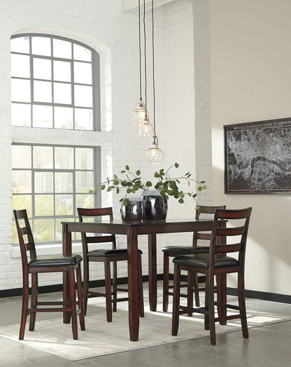 Signature Design by Ashley Coviar 5 Piece Counter Height Dining Set, Includes Table & 4 Barstools, Brown