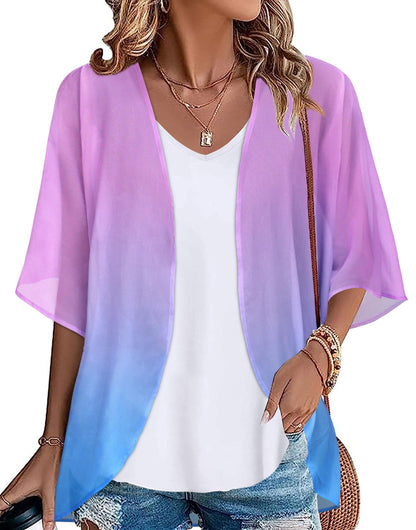 Womens Kimono Beach Cover Up Chiffon Cardigan Floral Tops Loose Capes