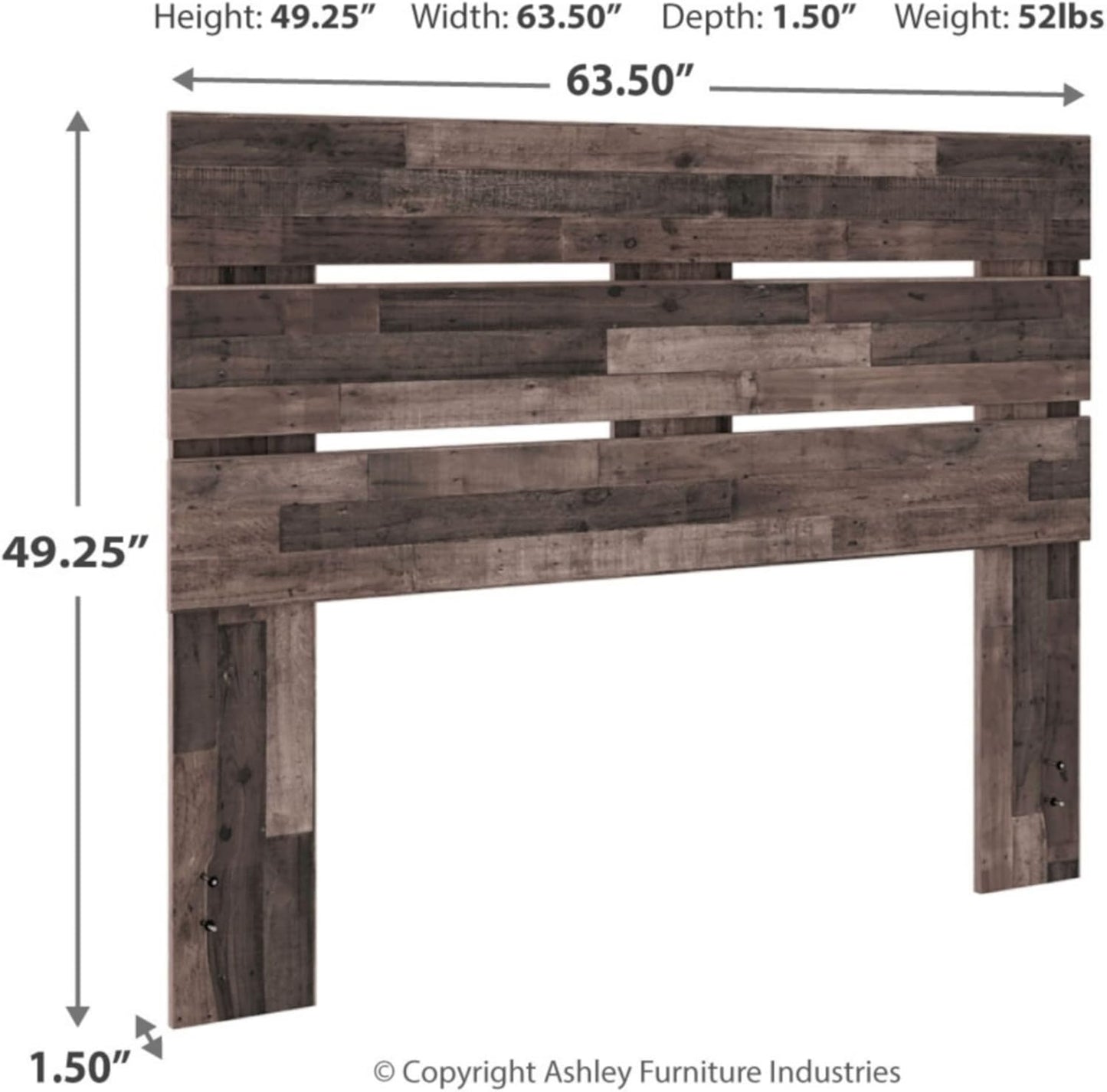 Signature Design by Ashley Neilsville Butcher Block Panel Headboard, Queen, Brown