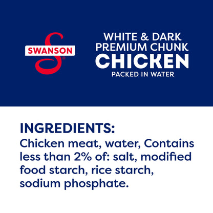 Swanson White Premium Chunk Canned Chicken Breast in Water, Fully Cooked Chicken, 4.5 OZ Can (Pack of 4)