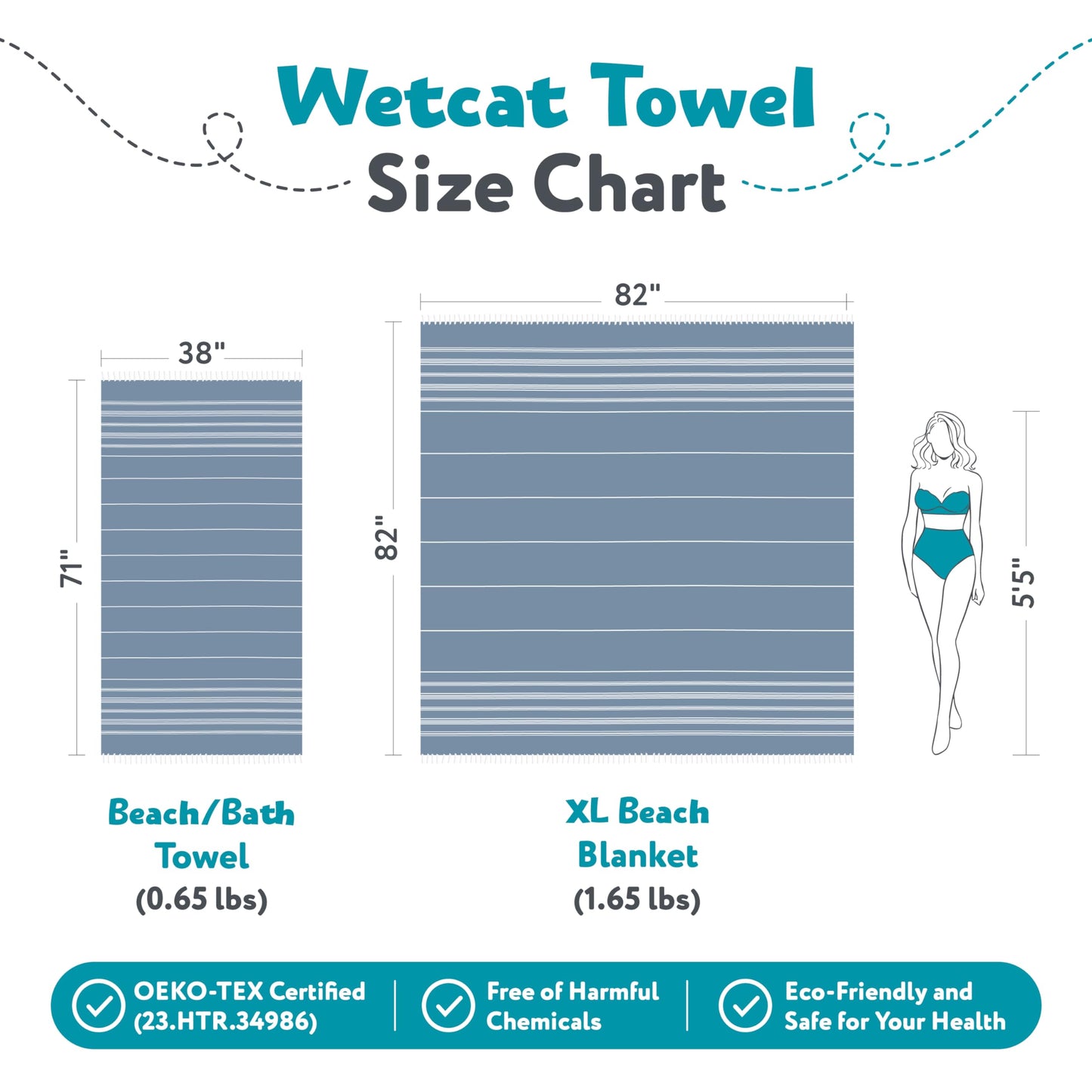 WETCAT Turkish Beach Towel Oversized 38x71 100% Cotton Sand Free Quick Dry Extra Large Light Travel Towel for Adults Beach Accessories Gifts (Blue, Beach Towel (38" x 71"))