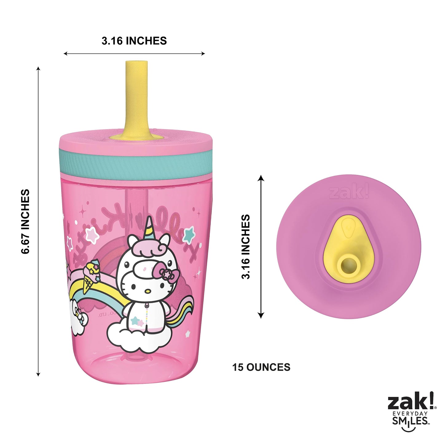 Zak Designs 15oz Bluey Kelso Tumbler Set, BPA-Free Leak-Proof Screw-On Lid with Straw Made of Durable Plastic and Silicone, Perfect Bundle for Kids, 2 Count (Pack of 1)