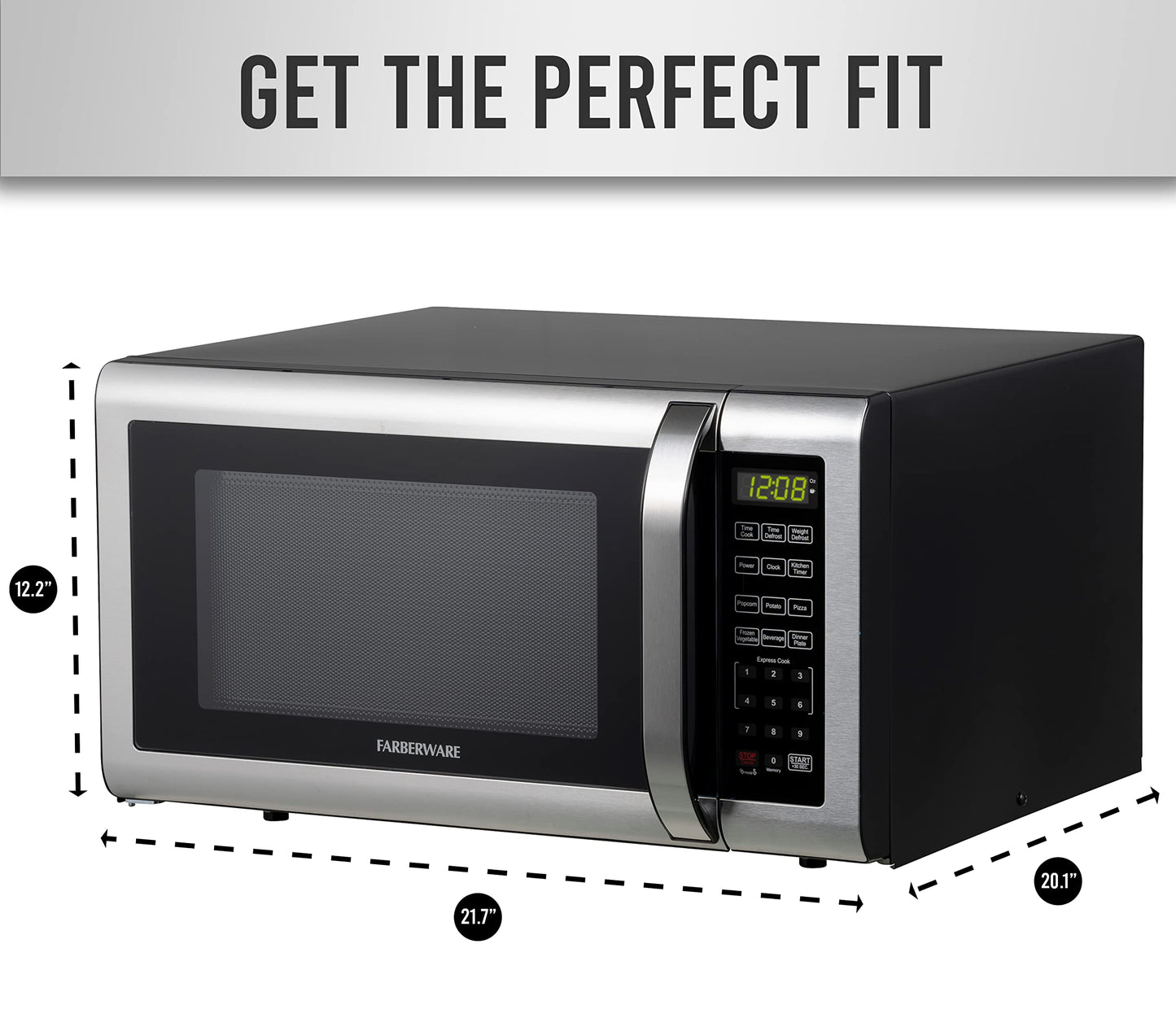 Farberware Countertop Microwave 700 Watts, 0.7 Cu. Ft. - Microwave Oven With LED Lighting and Child Lock - Perfect for Apartments and Dorms - Easy Clean Stainless Steel