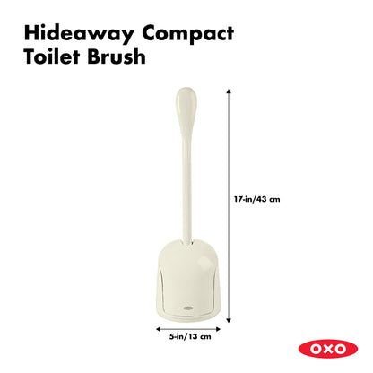 OXO Good Grips Compact Toilet Brush & Canister, White, 6" x 4-3/4" x 17-1/4" h