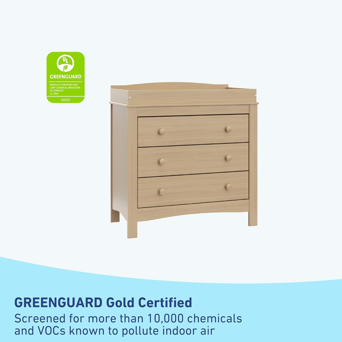 Graco Noah 3 Drawer Chest with Changing Topper (Driftwood) - GREENGUARD Gold Certified, Dresser for Nursery, 3 Drawer Dresser, Kids Dresser, Nursery Dresser Drawer Organizer, Chest of Drawers