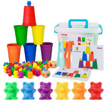 Bmag Counting Bears with Matching Sorting Cups, Preschool Math Learning Game with 24 Big Bears, 24 Little Bears, STEM Educational Learning Activities Gifts for Kids Age 3 4 5 Year Old