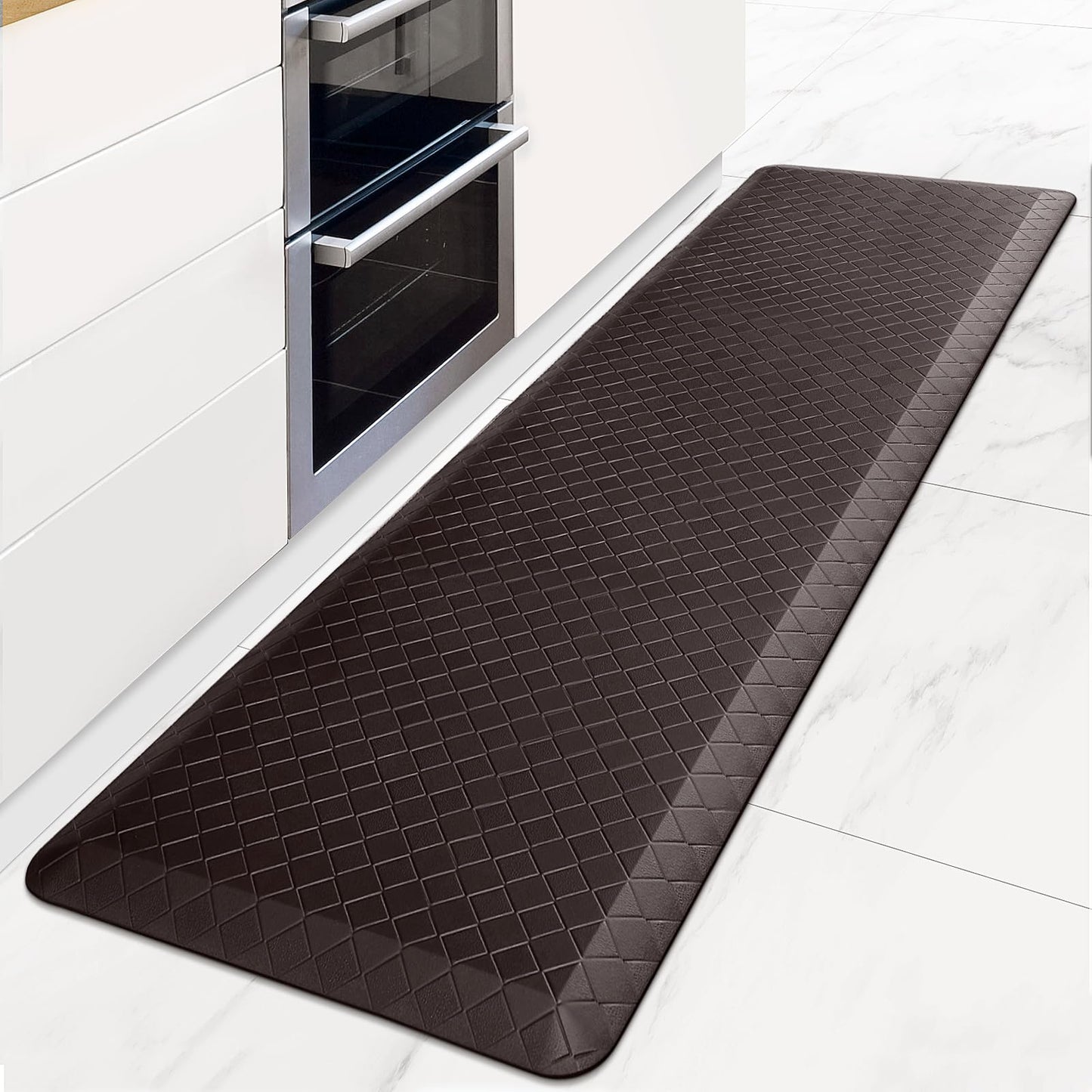 HappyTrends Floor Mat Cushioned Anti-Fatigue ,17.3"x28",Thick Waterproof Non-Slip Mats and Rugs Heavy Duty Ergonomic Comfort Rug for Kitchen,Floor,Office,Sink,Laundry,Black