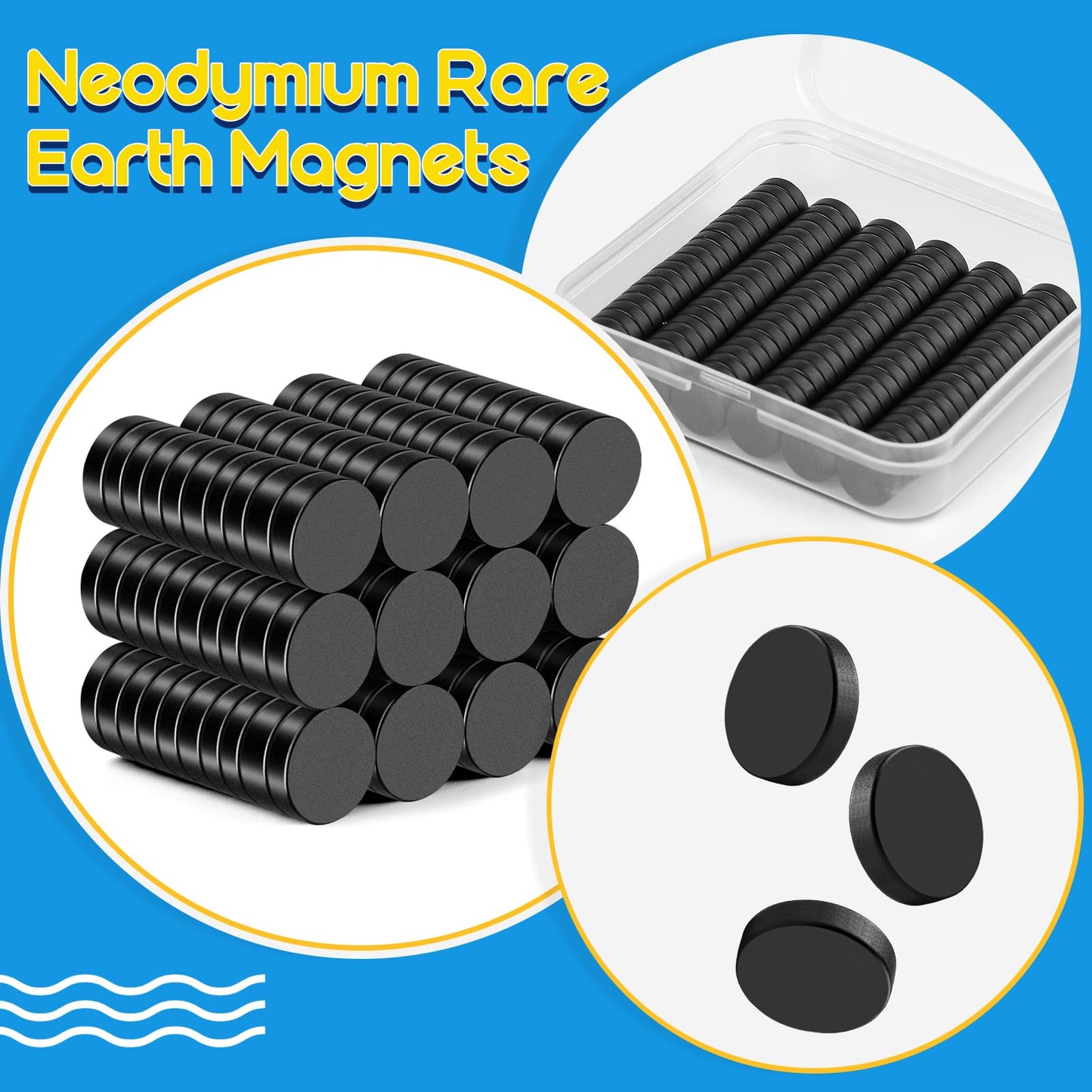 Refrigerator Magnets 50 Pcs, 10x3mm Tiny Round Disc Small, Muti-use Premium Neodymium Fridge Magnets Rare Earth, Whiteboard Magnets for Crafts, DIY, Office, Dry Erase Board.