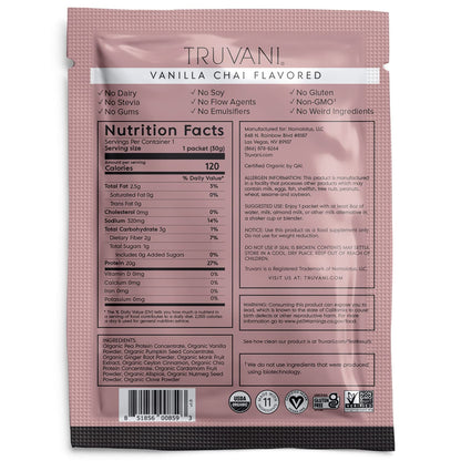 Truvani Vegan Pea Protein Powder | Banana Cinnamon | 20g Organic Plant Based Protein | 1 Serving | Keto | Gluten & Dairy Free | Low Carb | No Added Sugar