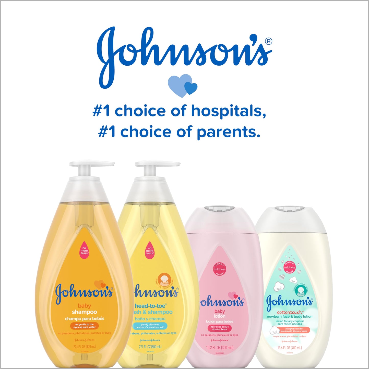 Johnson's Moisturizing Mild Pink Baby Lotion with Coconut Oil for Delicate Baby Skin, Paraben-, Phthalate- & Dye-Free, Hypoallergenic & Dermatologist-Tested, Baby Skin Care, 27.1 Fl. Oz