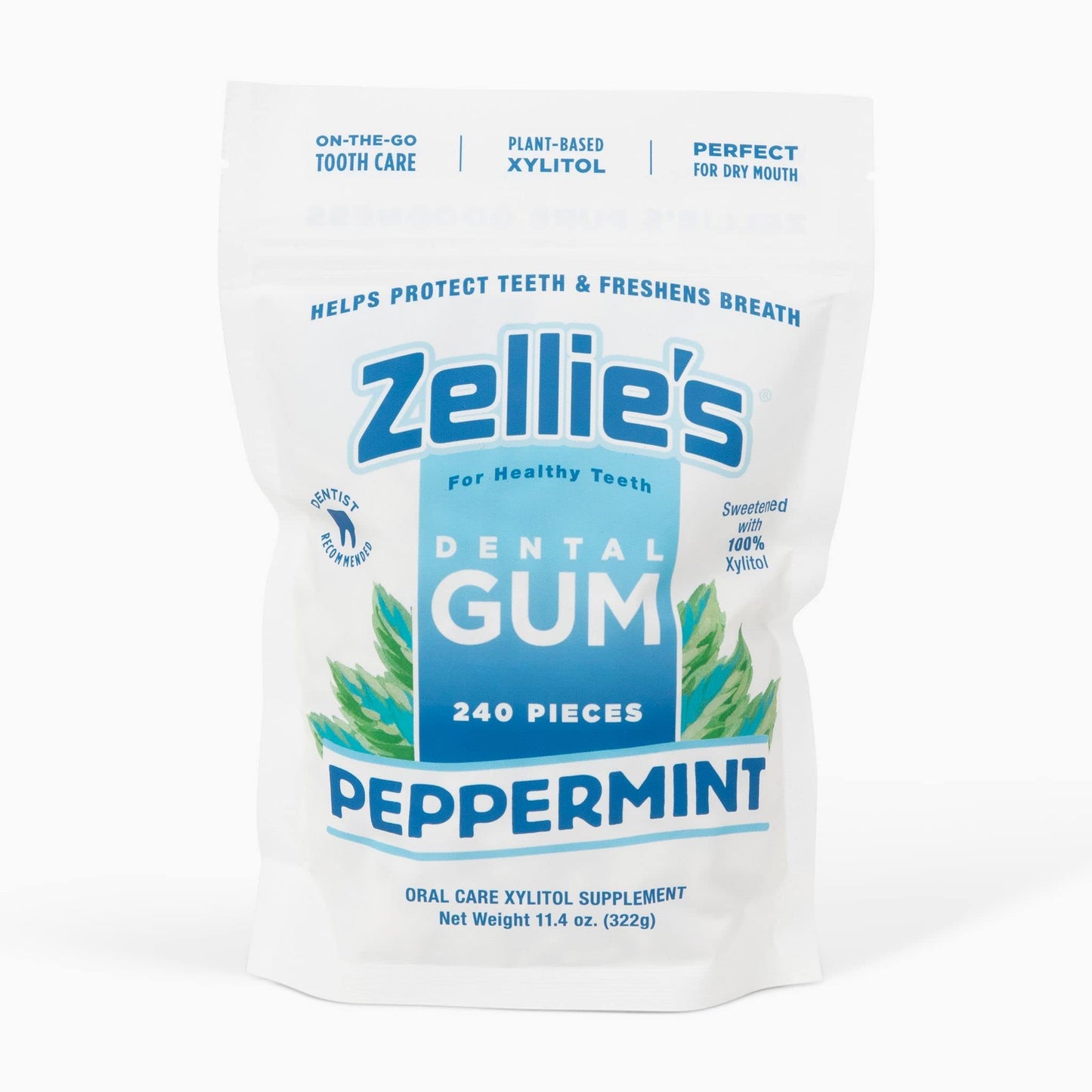 Zellie's | 100% Xylitol Sugar Free Spearmint Chewing Gum | Spearmint Flavor (100 Count (Pack of 1))