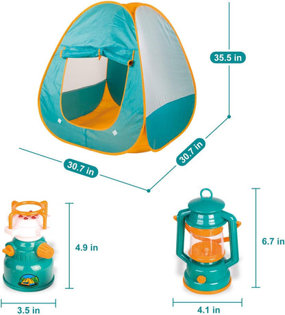 FUN LITTLE TOYS Pop Up Tent with Kids Camping Gear Set, Kids Play Tent Outdoor Toys Camping Tools Set for Kids