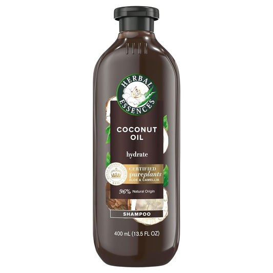 Herbal Essences Coconut Oil Hydrating Shampoo, 13.5 Fl Oz, with Certified Camellia Oil and Aloe Vera, For All Hair Types, Especially Dry Hair