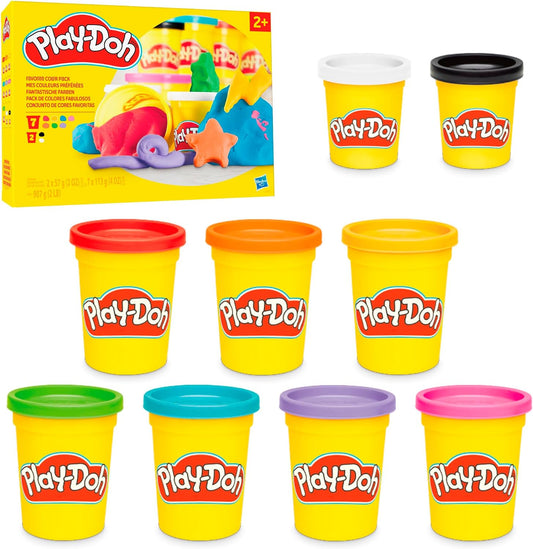 Play-Doh 9 Pack Favorite Color Set, Assorted Colors, 2 & 4 Ounce Modeling Compound Cans, Kids Arts & Crafts, Preschool Toys for 2 Year Old Girls & Boys & Up (Amazon Exclusive)