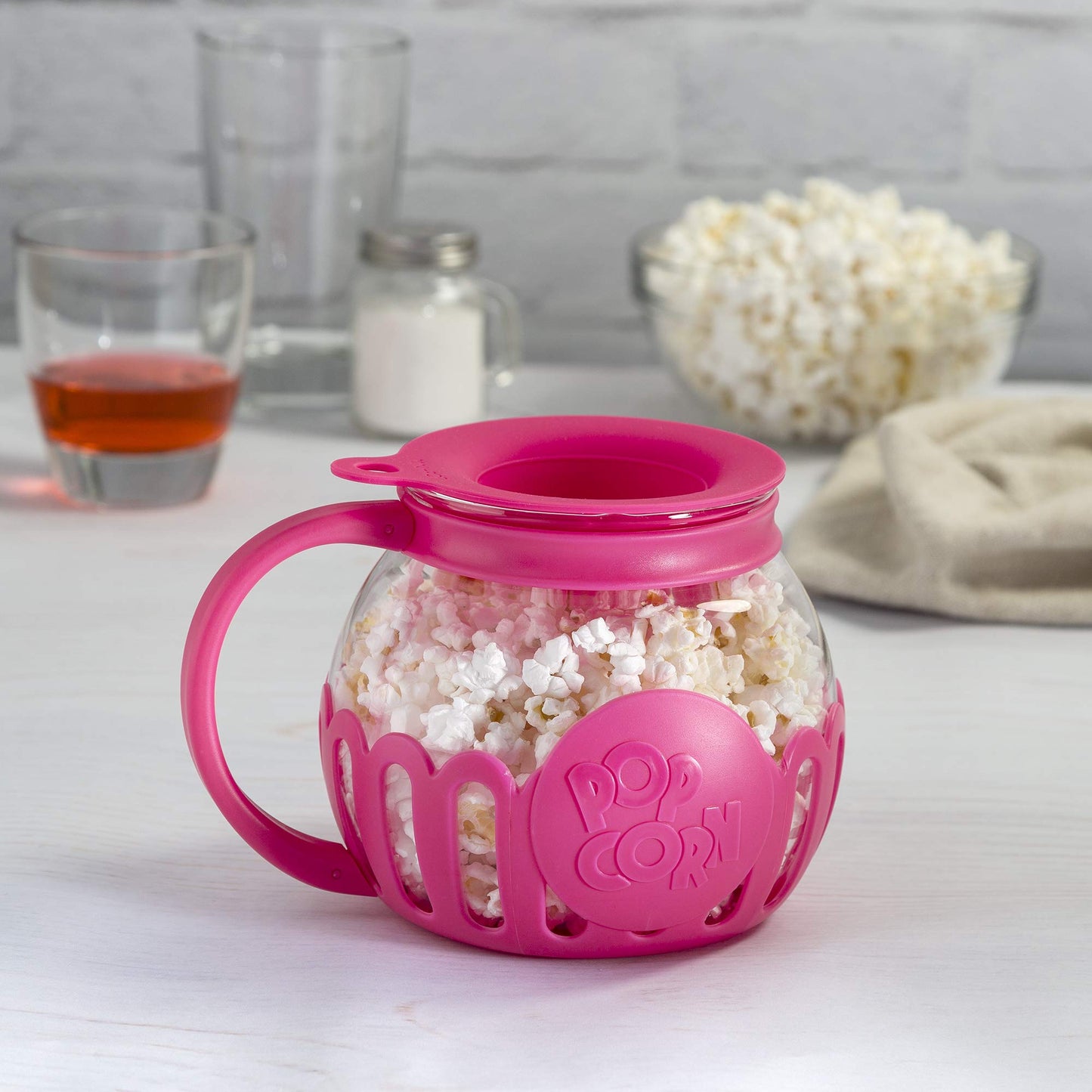 Ecolution Patented Micro-Pop Microwave Popcorn Popper with Temperature Safe Glass, 3-in-1 Lid Measures Kernels and Melts Butter, Made Without BPA, Dishwasher Safe, 3-Quart, Aqua