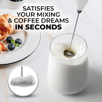 Zulay Powerful Milk Frother (4 Duracell Batteries Included) - Handheld Milk Frother Wand Drink Mixer for Coffee - Powerful Milk Foamer for Cappuccino, Frappe, Matcha & Coffee Creamer - Black