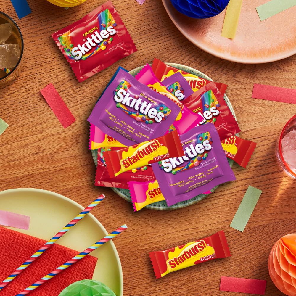 SKITTLES & STARBURST Assorted Halloween Chewy Candy Fun Size, 20.13oz