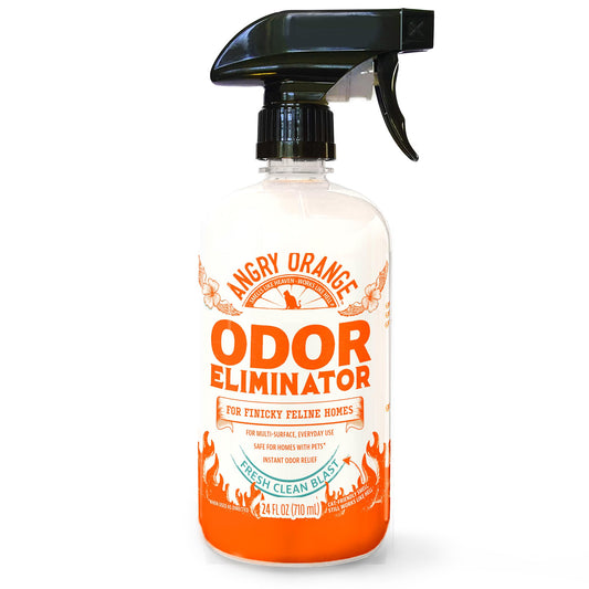 Angry Orange Pet Odor Eliminator for Strong Odor - Enzyme Deodorizer for Home Odor - Dog or Cat Pee Smells on Carpet, Furniture & Indoor Outdoor - 24 Fl Ounces - Puppy Supplies - Fresh Clean Scent