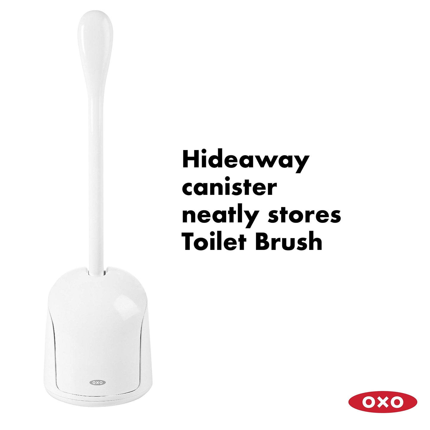 OXO Good Grips Compact Toilet Brush & Canister, White, 6" x 4-3/4" x 17-1/4" h