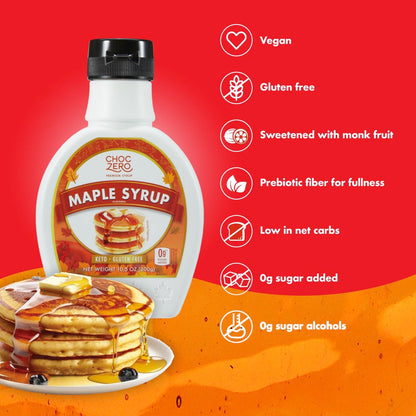 ChocZero's Maple Syrup - Sugar Free, Low Carb, Sugar Alcohol Free, Gluten Free, No Preservatives, Non-GMO Dessert and Breakfast Topping Syrup - 1 Bottle(10.5oz)