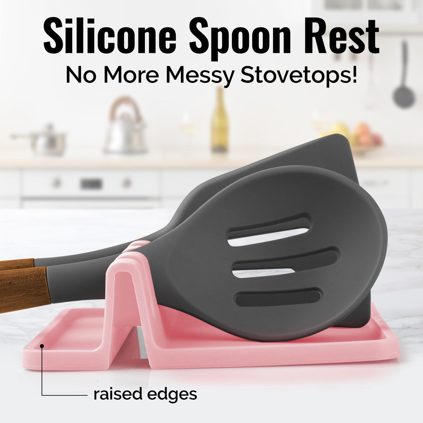 Zulay Kitchen Silicone Utensil Rest - BPA-Free, Durable Spoon Rest with Drip Pad - Heat-Resistant Spoon Rest for Stove Top - Spoon Rest for Kitchen Counter - Kitchen Gadgets & Kitchen Utensils Holder