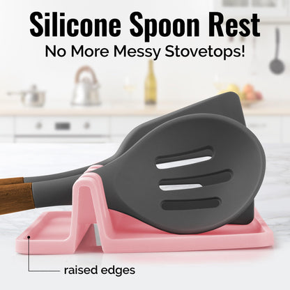 Zulay Kitchen Silicone Utensil Rest - BPA-Free, Durable Spoon Rest with Drip Pad - Heat-Resistant Spoon Rest for Stove Top - Spoon Rest for Kitchen Counter - Kitchen Gadgets & Kitchen Utensils Holder