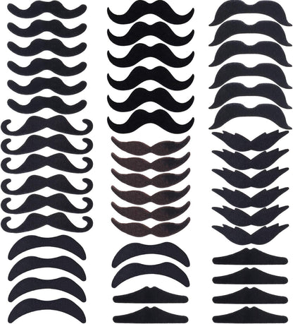 HESTYA 48 Pieces Halloween Fake Mustaches Self Adhesive Novelty Fake Beard French Pirate Detective Mustaches Stickers Halloween Masquerade Party Mexican Fiesta Party Supplies