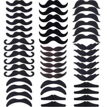 HESTYA 48 Pieces Halloween Fake Mustaches Self Adhesive Novelty Fake Beard French Pirate Detective Mustaches Stickers Halloween Masquerade Party Mexican Fiesta Party Supplies