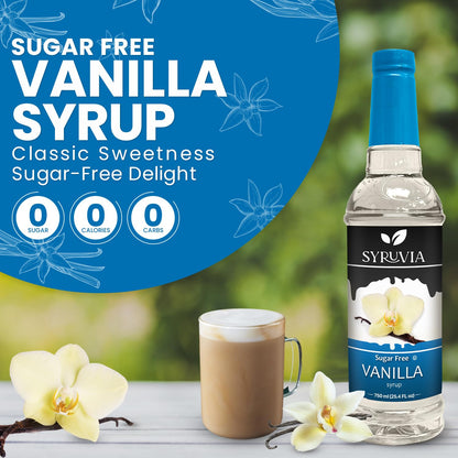 Syruvia Sugar-Free Lavender Syrup (25.4 fl oz) - Delicate Floral Bliss with Zero Added Sugar – Kosher, Gluten-Free, Perfect for Enhancing Beverages, Desserts, and Culinary Creations