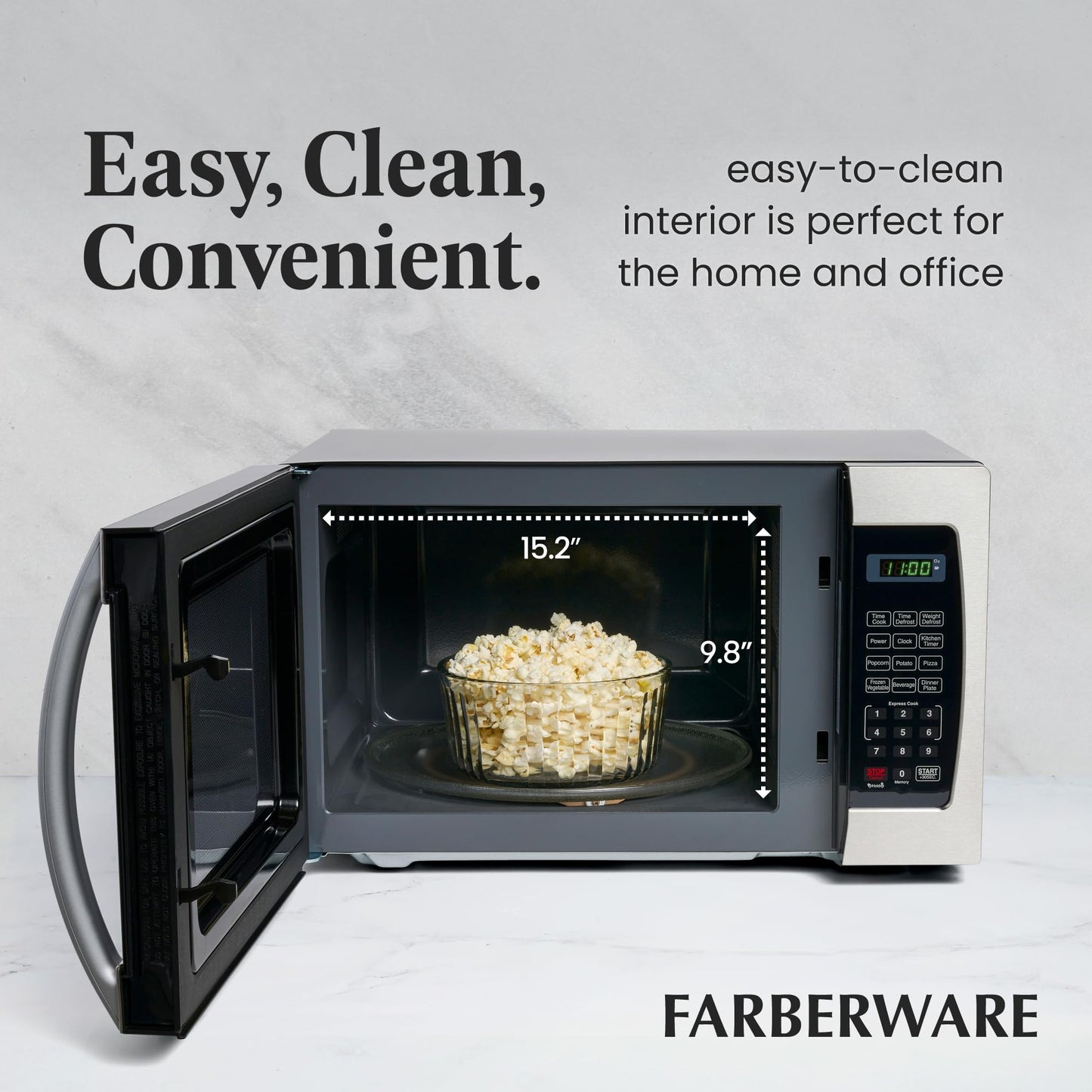 Farberware Countertop Microwave 700 Watts, 0.7 Cu. Ft. - Microwave Oven With LED Lighting and Child Lock - Perfect for Apartments and Dorms - Easy Clean Stainless Steel