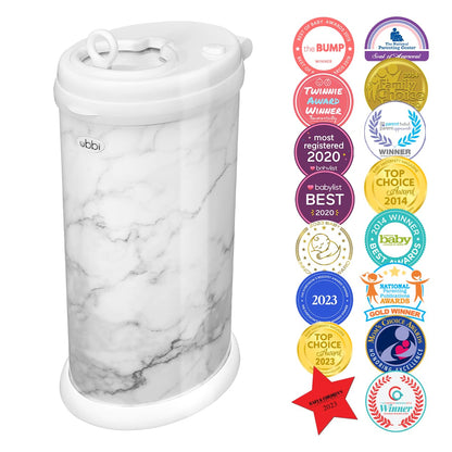 Ubbi Steel Diaper Pail, Odor Locking, No Special Bag Required, Award-Winning, Registry Must-Have, White