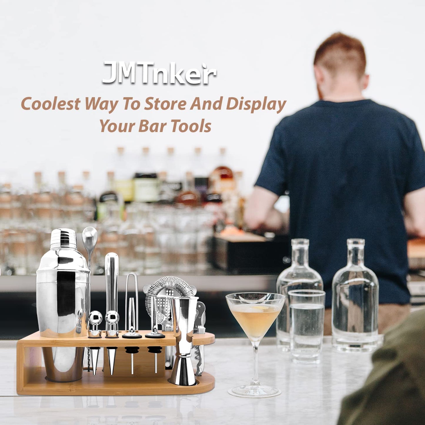 Cocktail Shaker Set with Stand Mixology Bartender Kit|Bar Tool for Drink Mixing, Cocktail Shaker Bar Accessories for Home Bar Set, Perfect for Apartment Essentials and House Warming Gifts New Home