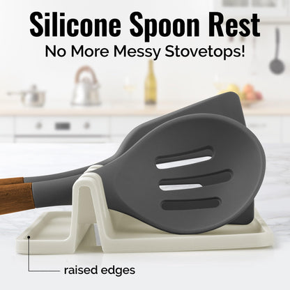 Zulay Kitchen Silicone Utensil Rest - BPA-Free, Durable Spoon Rest with Drip Pad - Heat-Resistant Spoon Rest for Stove Top - Spoon Rest for Kitchen Counter - Kitchen Gadgets & Kitchen Utensils Holder