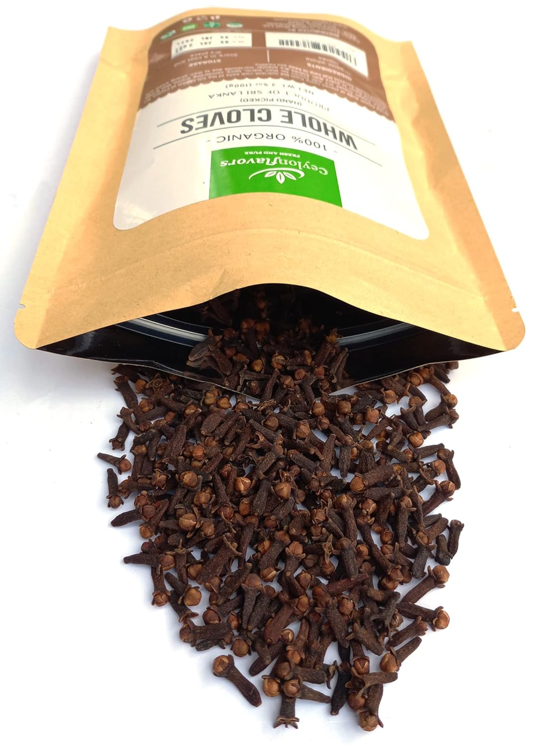 CEYLONFLAVORS FRESH AND PURE Organic Hand Picked Whole Cloves 3.5oz. Harvested from a USDA Certified Organic Farm in Sri Lanka