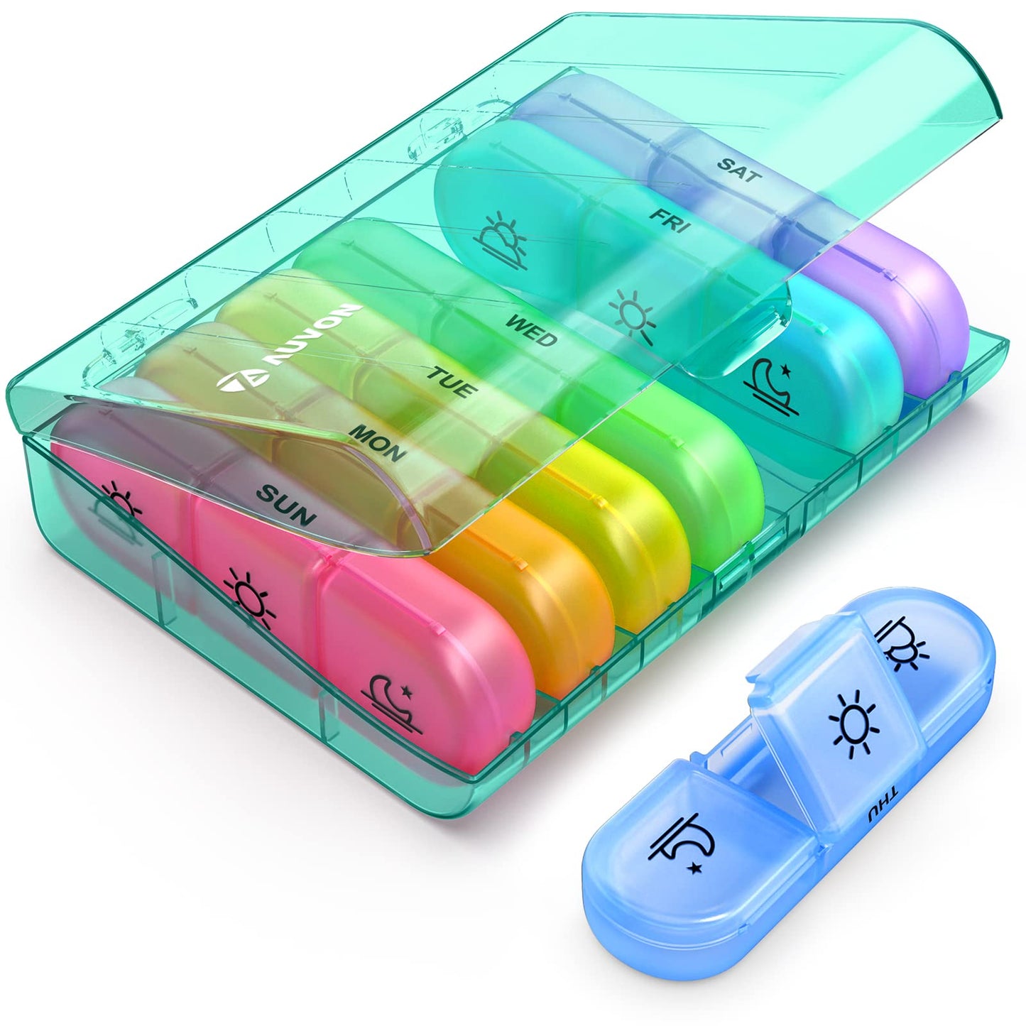 AUVON Weekly Pill Organizer 3 Times a Day, Large 7 Day Pill Box 3 Times a Day with Separate Container, Portable Pill Case for Medication, Vitamins, Fish Oil and Supplements