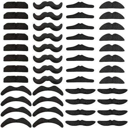 48Pcs Self Adhesive Fake Mustaches,Hairy Fake Facial Hair,Novelty False Mustache for Halloween,Party Supplies,Masquerade