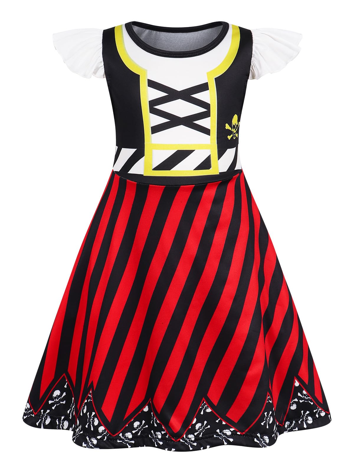 Girls Pirate Dress Buccaneer Costume Kids Birthday Party Dress Halloween Cosplay Outfits