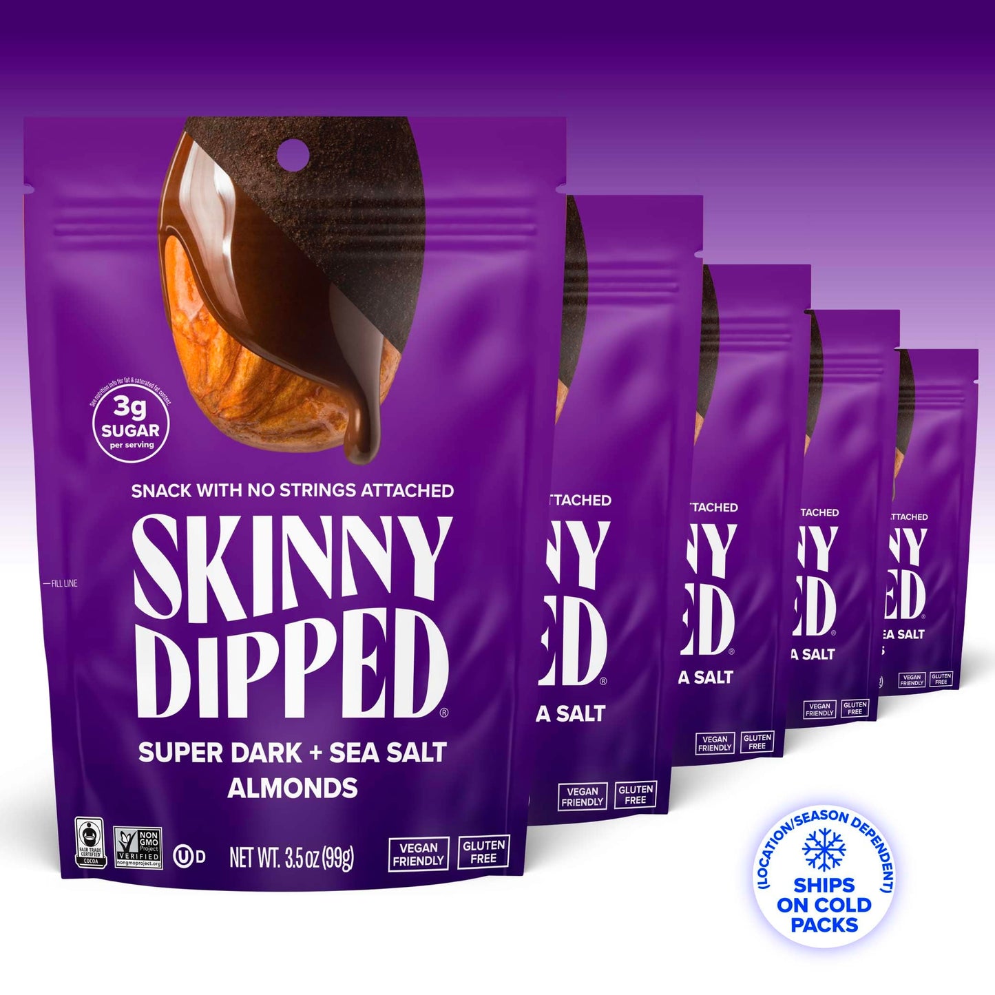 SkinnyDipped Snack Attack Minis Almond Variety Pack, Healthy Snack, Plant Protein, Gluten Free, 0.46 oz Mini Bags, Pack of 25