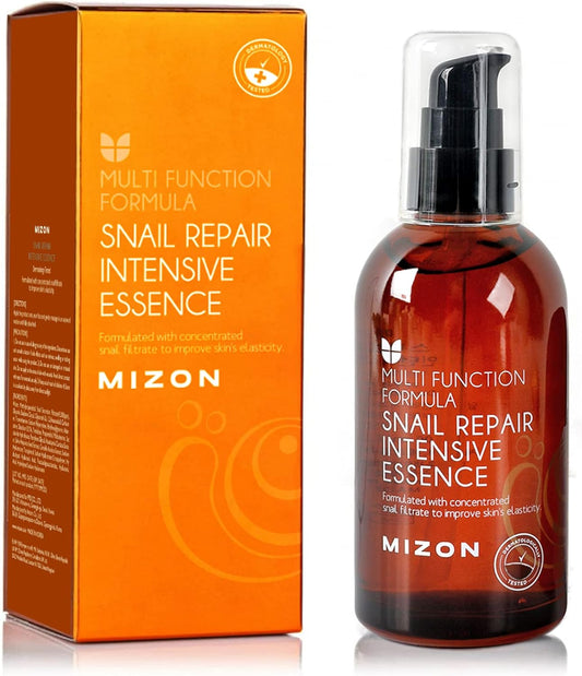 MIZON Snail Repair Intensive Essence, Snail Mucin, Adenosine, Hyaluronic Acid Centella Asiatica, Improves Skin, Wrinkle-Care, Smooth Skin, Korean Skincare (3.38 fl oz)