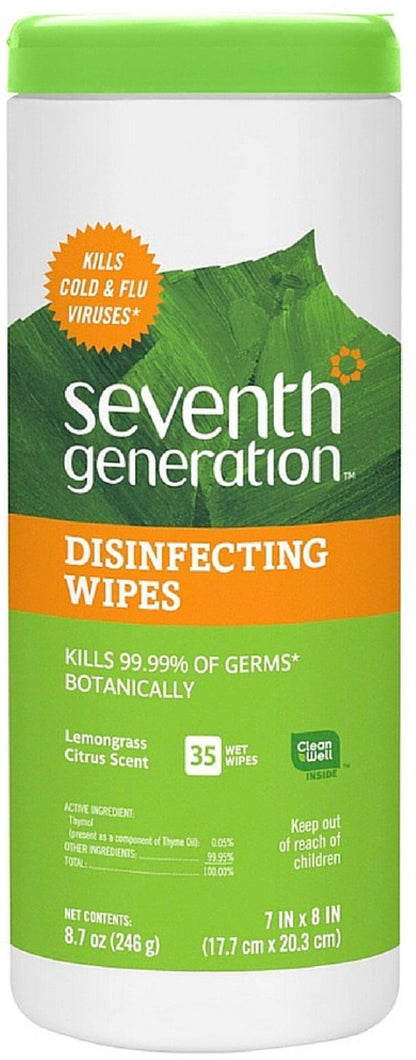 Seventh Generation Disinfecting Multi Surface Wipes, Botanical Disinfectant, 70 Count, Pack of 6