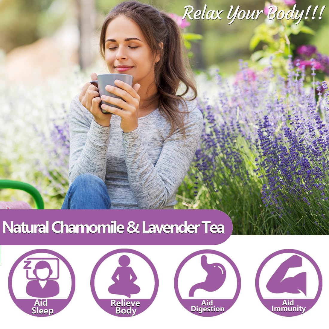 Premium 50 Mullein Leaf Tea Bags. Made with 100% Pure Mullein Leaves, for Lungs Cleanse and Respiratory Support, No Flavoring & No Additives & Caffeine Free.