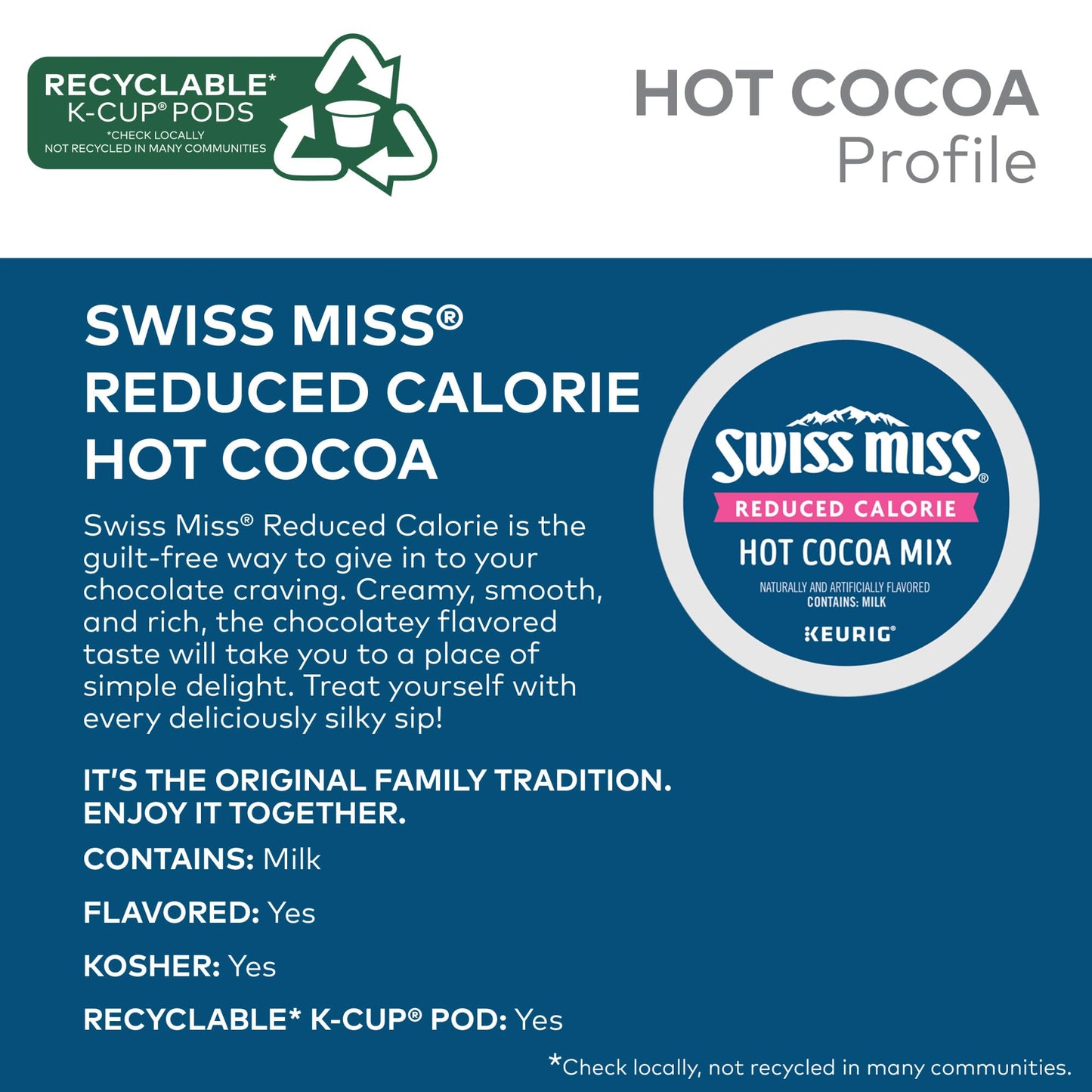 Swiss Miss Milk Chocolate Hot Cocoa, Keurig Single-Serve K-Cup Pods, 44 Count