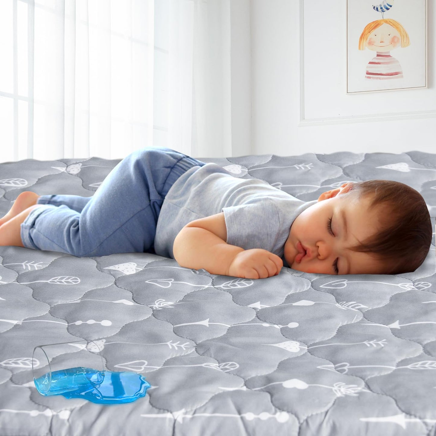 Crib Mattress Protector Sheets Fitted Waterproof Crib Mattress Pad Cover, Noiseless & Machine Wash 100% Absorbent Crib/Toddler Mattress Protector Sheet Quilted, White, 52" x 28"