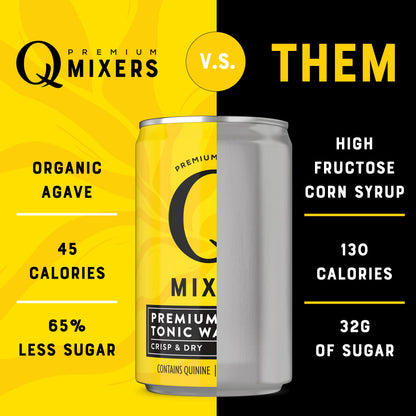 Q Mixers Tonic Water, Premium Cocktail Mixer Made with Real Ingredients, Only 45 Calories per Can, 7.5 Fl oz (Pack of 24)