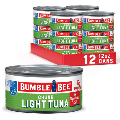 Bumble Bee Chunk Light Tuna In Water, 5 oz Cans (Pack of 24) - Wild Caught Skipjack Tuna - 23g Protein Per Serving - MSC Certified Sustainable Seafood, Non-GMO, Gluten Free, Kosher